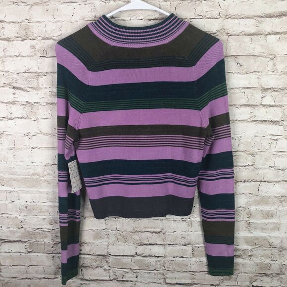 NEW Free People Riptide Crop Top Striped Shirt Teal Combo Womens Small - Picture 8 of 8